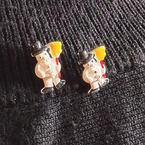 🎅 Snowman with broom post earrings 🎄🤶
